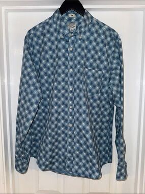 J. Crew Blue Geometric Print Long-Sleeve Button-Down